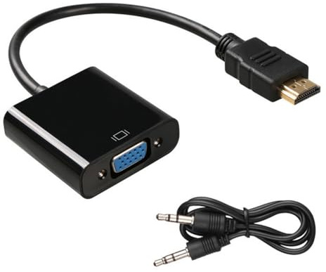 CQEAZ Adattatore da HDMI a VGA 1080P con uscita audio HDMI maschio a VGA femmina adattatore per laptop PC proiettori monitor uscita sincronizzazione 255 mm