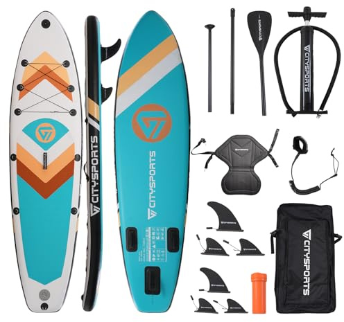 CITYSPORTSPRO Professionelle Klasse Eva Surfbrett | 3.2M Medium Board | Hohe Schwimmstabilität Design | Geeignet für Anfänger / Fortgeschrittene Spieler | Max. Gewicht 160kg (Grün, Standard)