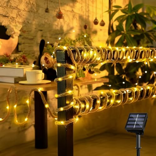 Catena di luci a energia solare in corda, 15M Catena di luci a LED solari con 300 LED, Catena di luci a corda solare per esterni, Catena di luci a fiocchi impermeabile per esterni, Luci a corda solari