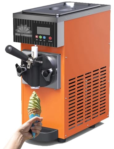 Gelatiera professionale monogusto, macchina per gelato soft da banco con pannello LCD, autopulente, tramoggia da 2,5 l, produzione da 4 a 8 kg/h, per ristoranti e pasticcerie(Orange)