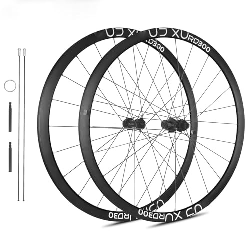 700C Rennrad-Radsatz Ultraleichte Aluminiumlegierungsfelge 30 Mm Scheibenbremse Fahrradräder Center Lock-Nabe Steckachse 100 Mm/142 Mm(Black White)