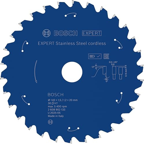 Bosch 1x EXPERT Stainless Steel cordless Kreissägeblatt für Metallsägen (für Edelstahl, Ø mm, Professional Zubehör Akku-Metallkreissäge)