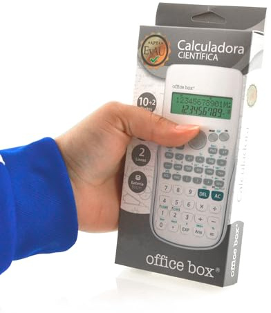 Office Box - Calculadora Científica - Aprobada PAU - Ideal para Ingeniería, Escuela y Universidad, Pantalla de 2 líneas (10+2 dígitos) 240 Funciones con Cubierta Protectora Impresa.
