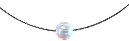 Edellis Omega-Halskette mit weißem, schimmerndem Opal (8 mm, AAA-Qualität), gefasst in weiß rhodiniertem 925 Sterling Silber – ein edles Reif voller Eleganz und Licht