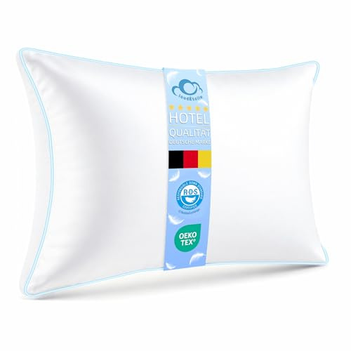 CloudÉtoile Daunenkissen 50x70 Federkissen - Kopfkissen 50x70 cm Daunen und Federn Kissen in Hotelqualität - 3-Kammer Daunenkissen Schlafkissen Bettkissen Ökotex-Zertifiziert - Schlaf wie auf Wolken