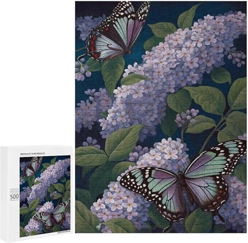 Puzzles for Adults 1000 Pieces - Lilacs and Butterflies Lilacs Funny Challenging Puzzle Perfect for Game Nights