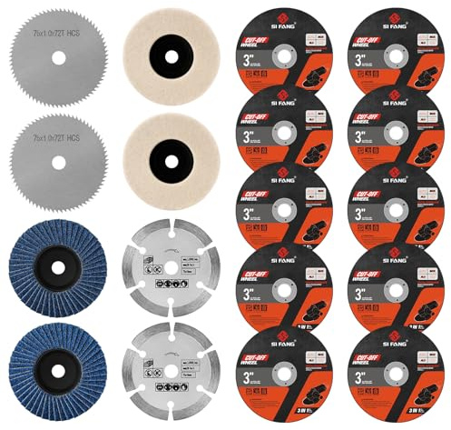 SI FANG Dischi da taglio da 75 mm, 18 pezzi, mini dischi da taglio per smerigliatrice angolare, per tagliare e molare metallo tondo per cemento armato in legno e plastica