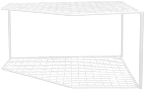 iplusmile Scaffale da Cucina Bianco in Ferro a 2 Livelli, Organizer Multi-funzione Salvaspazio per Ripiani e Pentole in Angolo Cucina