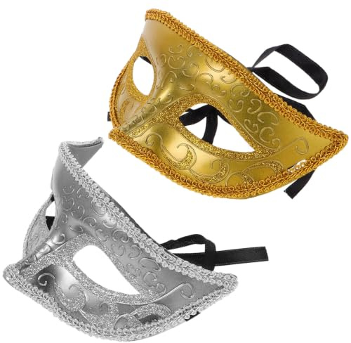 jojofuny 2 Pièces Masque de Carnaval Demi-visage en Plastique Noir Confortable et Résistant pour Hommes et Femmes, pour Performances et Fêtes Variées Design Unique et Charme