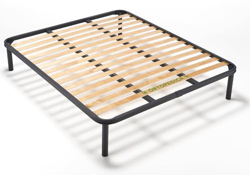 EVERGREENWEB Orthopädisches Bett Lattenrost 180x195 hoch 35cm Leisten Extra Komfort aus Buche Holz Verstärkt mit 4 Füße Abnehmbar Rahmen aus Stahl Bettgestell für alle Betten und Matratzen Doppelbett