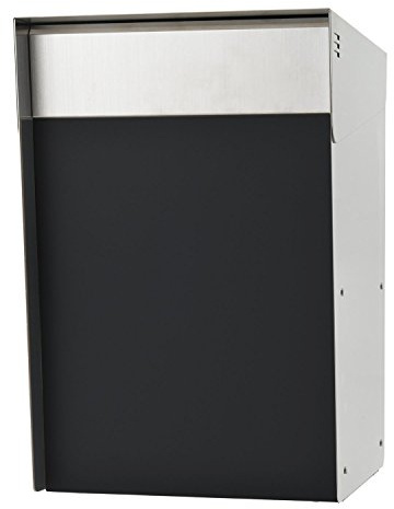 KATANABOX Mega OP - Stainless Steel Post Mount Modern Mailbox with Lock and Key, Waterproof Double Door Mid-Century Design, Rust-Proof Square Letterbox for House,Rural 16 x 10 x 13 (Black)