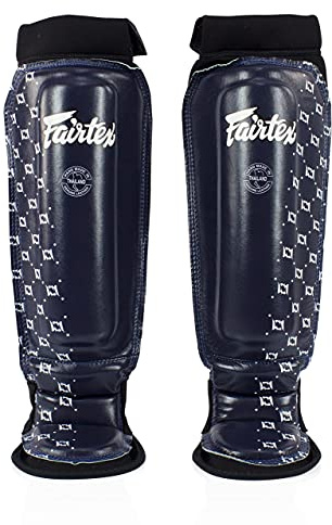 Fairtex SP6 Muay Thai Shin Guards for Men, Women, Kids | Shin Guards Made with Neoprene Material & are Premium, Lightweight & Durable | Reinforced Paddings on The Shins (Blue/Medium)