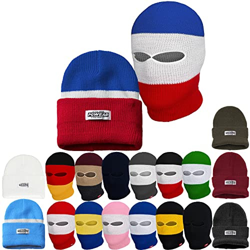 PGWEAR Sturmhaube und Mütze Troublemaker 2 in 1 Schwarz Weiß Rot Blau Gelb Grün Rosa Grau Olive Camo I Balaclava Maske Beanie I Ultras Ski Hooligans