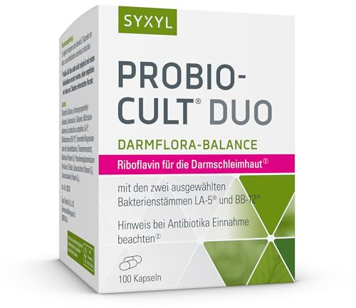 SYXYL ProBio-Cult Duo | Nahrungsergänzungsmittel mit Riboflavin | Milchsäurebakterien & Mikronährstoffen zur Unterstützung von Darmflora & -schleimhaut | 100 Kapseln im Blister