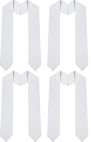 WILLBOND 4 Piece Unisex Graduation Stole Sash Adult Plain Graduate Honor Stole Class of 2026, 60 Inch(White)