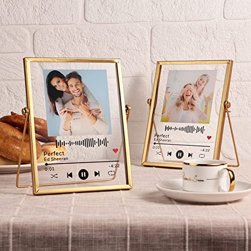 Marco de Fotos Placa Spotify Foto Personalizada | Cristal Spotify Cancion Personalizada | Portafotos Arte de Vidrio Metacrilato Tablero Musical Personalizado| Regalos Personalizados para Novio Novia