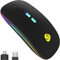 Mouse senza fili, Bluetooth LED, 7 colori, mouse wireless silenzioso con ricevitore USB 2.4 GHz e tipo C, 3 dpi (800/1200/1600), compatibile con iPad/PC/Mac/Windows