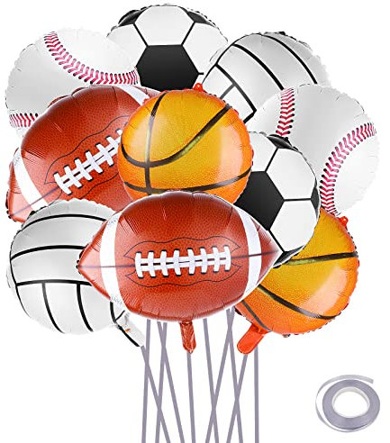 Grevosea 10 Ballons en Aluminium - Sport, Baseball, Football en Feuille d'Aluminium - Fournitures de Fête d'Anniversaire pour Garçon