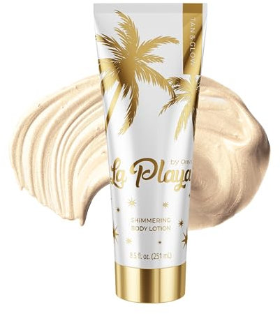 Onyx La Playa Tan & Glow Schimmer Bodylotion | Sonnencreme & After Sun Lotion mit Glitzer | Hydratisierende Pflege | Für Strahlende Haut & Glänzende Bräune | Für Solarium, Sonnenstudio & Außenbräune