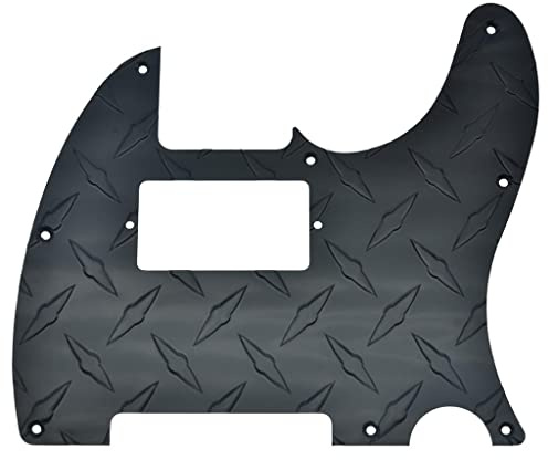 KAISH 8 Löcher Metall Diamant Platte Modern Style Tele Humbucker Pickguard Aluminium TL Humbucker Kratzplatte für amerikanische/mexikanische FD Telecaster schwarz