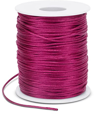 LEREATI Nylonschnur 1.5mm x 100m Perlenschnur Nylonfaden Schmuckband Satinschnur für Armbänder, Nylonband Schnur für Armbänder, Perlen Auffädeln, Chinesische Knotenkunst, Rattail (Leuchtendes Rosa)