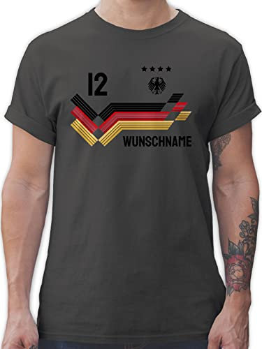 T-Shirt Herren - 2026 Fussball WM Fanartikel - Trikot mit anpassbarem Namen und Trikotnummer - 3XL - Dunkelgrau - Deutschland-t-Shirt em Tshirt 2024 fußball German Shirt eigentümer