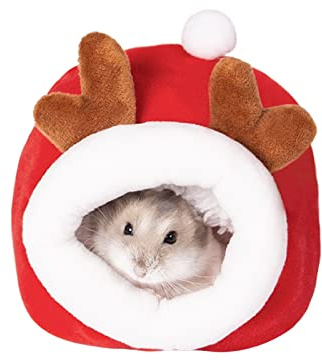 Andiker Hamster Bed, Mini Soft and Warm Hamster House Cute Non-slip Hamster Sleeping nest Small Animals Bedding House for Mini Hedgehogs, Dwarf Hamsters and Small Pets (Deer)