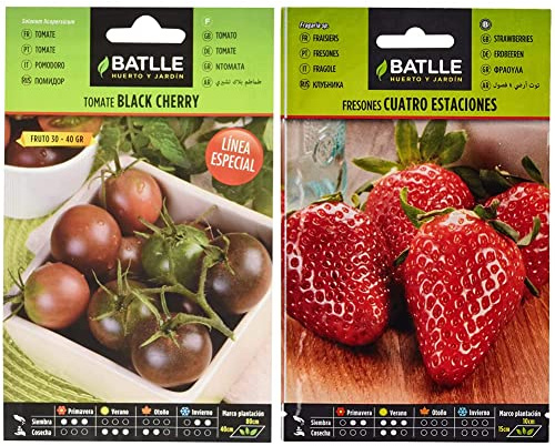 Semillas Batlle Tomate Black Cherry & Fresones 4 estaciones, Color Rojo