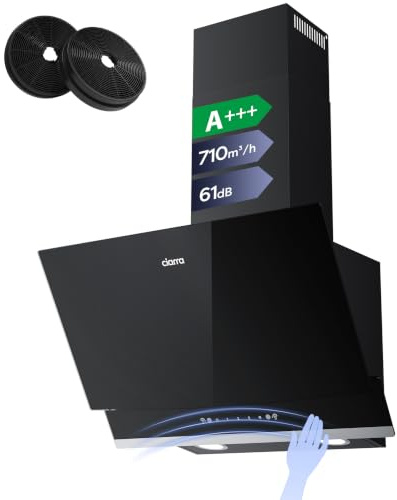 CIARRA CBCB6736A A+++ Dunstabzugshaube 60 cm Umluft Abluft 650 m³/h mit Gestensteuerung SensorTouch Bedienung CBCF003 Aktivkohlefilter Schwarz