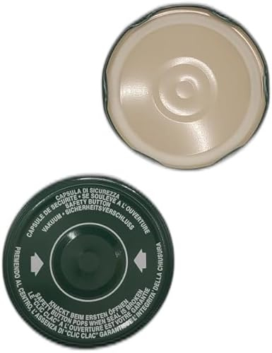 OPIROS Capsule Twist Off Con Flip Diametro mm.63 Con Bottone Centrale Di Controllo Clic Clac Per Barattoli In Vetro Coperchi Per Conserve Marmellate Passate Pomodoro Confetture (50)