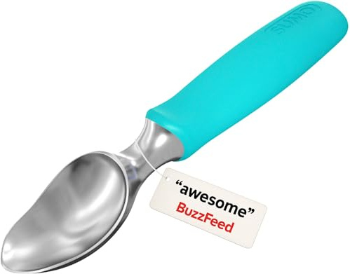 SUMO Stainless Steel Ice Cream Scoop With Ergonomic Handle - Sturdy, Dishwasher-Safe Scooper For Effortless Scooping and Serving Of Frozen Desserts, Comfortable Grip - Turquoise