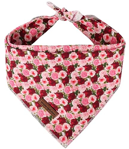 Unique style paws Hundeschal, Rot Rosa Pfingstrose Haustier Halstuch für Jungen und Mädchen, Durable Fabric Triangle Dog Scarfs, Bunte Pfingstrose Hund Halstuch für Mittlere und Große Hunde (Klein)