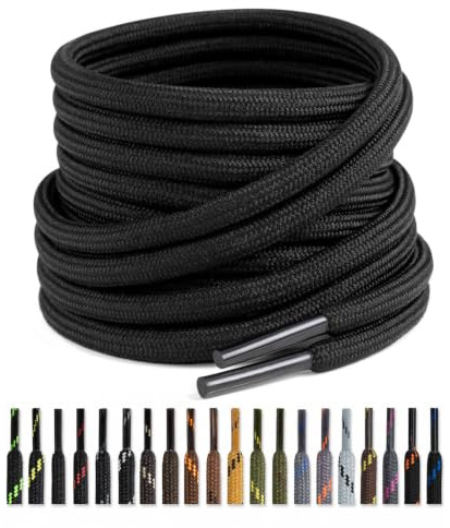 Puzeam 2 Pairs 4.5 mm Round Shoe Laces for Heavy Duty Outdoor Work Boots | Shoelaces for Outdoor Hiking and Walking Shoes, Laces for Men and Women Work Shoes