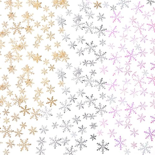 HOWAF 300 Stück Schneeflocken Konfetti Gold Silber Schneeflocke konfetti Weihnachten Deko Schneeflocken Deko Streudeko Tischdeko Weihnachten Deko für Weihnachts Party Silvester Hochzeit Geburtstag