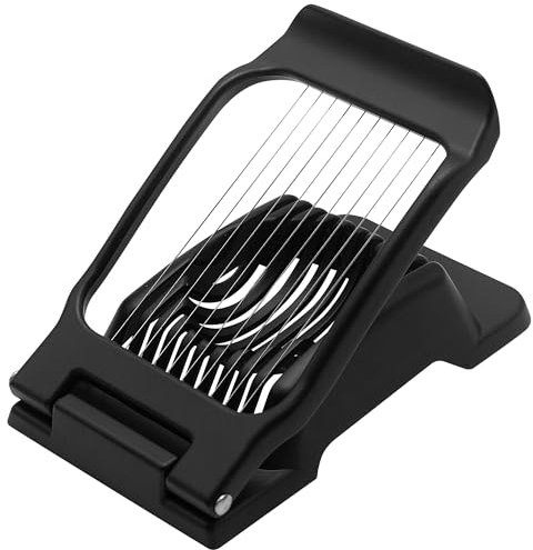 Egg Slicer, Heavy Duty Metal Egg Slicer Cutter for Boiled Eggs Dishwasher Safe, Manual Eggs Slicer Cutting Wire Made of Stainless Steel for Kitchen, Black