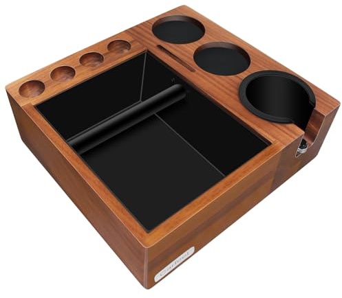 Carfeel Espresso-Stopfstation rutschfeste Tamperstation für die Aufbewahrung von 51/54/58 mm, Espresso Tamper, Siebträger, Walnusstampfhalter (XL (Holz))