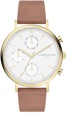 Liebeskind Berlin Damenuhr – Runde Multifunktionsuhr 38 mm – Edelstahl- oder Lederarmband – 5 ATM wasserdicht Elegantes Design