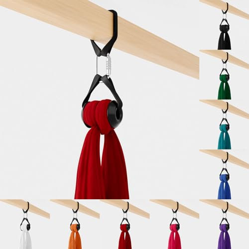 Play Juggling - Balkenverankerung + Vertikaluch + Aufhängung+ Automatik Karabiner für Luftakrobatik und Luftdisziplinen, 100% Polyester - Zertifiziert (6 Meter - Schwarz)