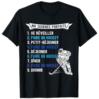 Tee Shirt Hockey Sur Glace Homme Enfant Joueur Hockeyeur Fan T-Shirt