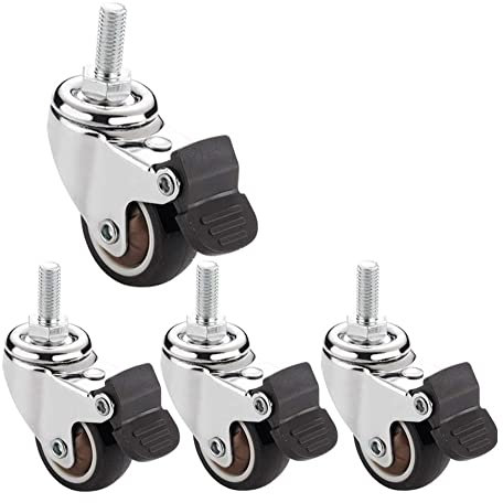 Plattenrollen, 4 Möbelrollen, Gewinde M8, 1 Zoll 25 mm, 125 Zoll 31 mm, 15 Zoll 38 mm, 2 Zoll 50 mm, leise drehbare kleine Rollen, 100 kg, mit Bremse, Rollen mit Stahlkugellager (Größe (Size : 1.5inc