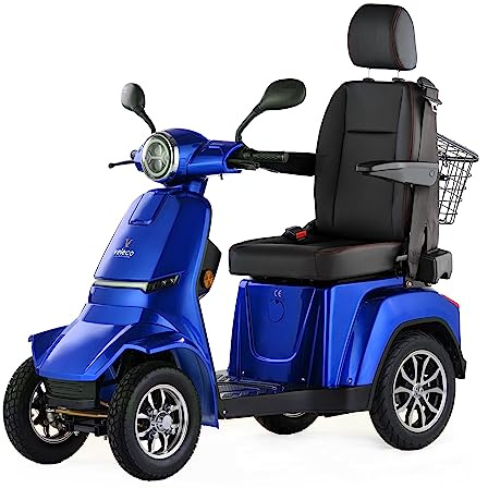 VELECO GRAVIS - 4-Rad-Mobilitätsgerät - Kapitänssitz mit hoher Rückenlehne - herausnehmbarer Lithium-Ionen Akku- montiert und fahrbereit - LED-Beleuchtung - Sicherheitsgurt -Elektromobil (Blau)