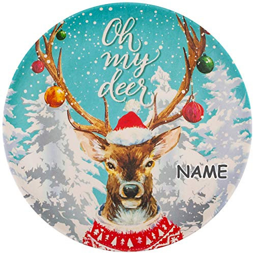 Geschirr Motivwahl & Artikelwahl Kunststoff -_ Teller/Speiseteller - Elch/Rentier - inkl. Name - Weihnachtsmotiv - Weihnachten - Ø 20 cm - Weihnachtst..