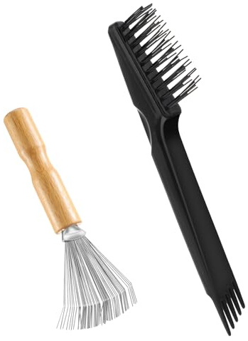 Detergente Per Spazzole Per Capelli Con Manico In Legno E Detergente Per Spazzole Con Rastrello In Filo Metallico（2 Pezzi） Per Rimuovere I Peli Da Spazzole E Pettini