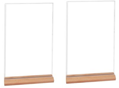 2 Stück A4 Ständer Tischaufsteller Aufsteller, T-Ständer Werbeaufsteller, Acryl-Schilderhalter, Hochformat Menükartenhalter, Preisschilder Aufsteller, Doppelseitiger Menühalter für Büro Restaurant
