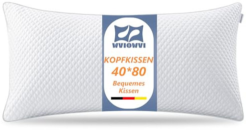 WVIOWVI Kopfkissen 40x80, Höhenverstellbares Kissen 40x80, Kühlendes Kopfkissen, Antiallergisch Schlafkissen, Geeignet für Seitenschläfer, Rückenschläfer und Bauchschläfer (Weiß, 40x80 cm)