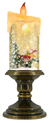 AOMIL Christmas Flameless Candles, Flickering LED Candles with Timer, Snow Globe Candle Lights for Christmas Decorations