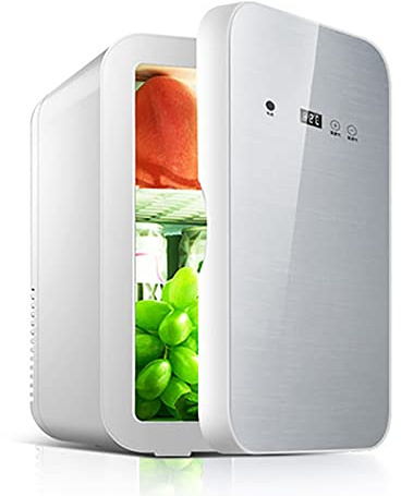 8L Mini Fridge Small Skincare Refrigerator Digital Display Electric Reefer Portable With Temperature Control Food Heater & Beverage Cooler For Car/Camping/Travel AC+DC Power Compatibility(Silver)