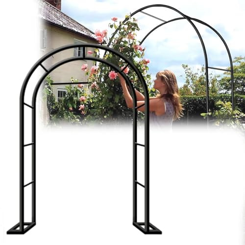 HJXGQJM ArcheDe Jardin Décorative pour Glycine Vigne Fleurie,Arcade De Jardin Stable, Arceau À Roses Métal Amovible Treillis, pour Plantes Grimpantes, Mariages(Black,2.4x2.5x0.4m)