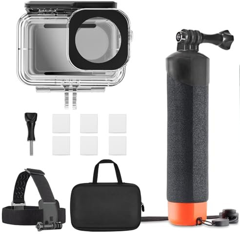 JIMOVA Waterproof Case for DJI Action 5 Pro/Action 4/3, Protective Diving Housing, Floating Handle, Head Strap, Storage Carrying Case for DJI Osmo Action Diving Accessories