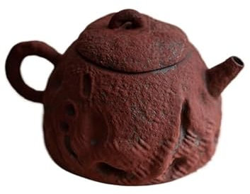 LUZZILE Théières Théière en Terre Cuite Rouge Ancienne théière en grès rétro Domestique poterie Simple Pot griffé à la Main Anti-brûlure Théière